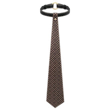 Choker LOVETOY Rebellion Tie Collar, lesă BDSM din piele artificială, cu cravată, mărime ajustabilă, negru cu maro