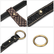 Choker LOVETOY Rebellion Tie Collar, lesă BDSM din piele artificială, cu cravată, mărime ajustabilă, negru cu maro