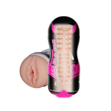 Masturbator LOVETOY Sex In A Can, pentru simulare vaginală realistă, cu vibrator bullet inclus, negru cu roz