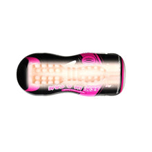 Masturbator LOVETOY Sex In A Can, pentru simulare vaginală realistă, cu vibrator bullet inclus, negru cu roz