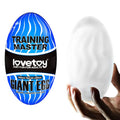 Masturbator manual LOVETOY Training Master Climax Spirals, din TPE transparent, în formă de ou, lungime 13 cm (albastru)