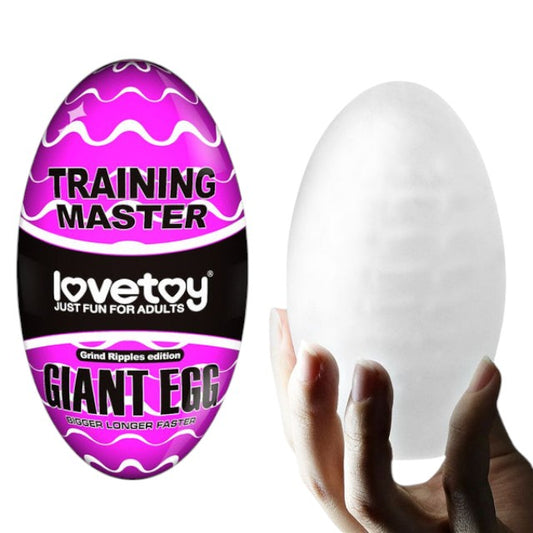 Masturbator manual LOVETOY Training Master Grind Ripples, din TPE transparent, în formă de ou, lungime 13 cm (mov)