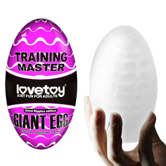 Masturbator manual LOVETOY Training Master Grind Ripples, din TPE transparent, în formă de ou, lungime 13 cm (mov)