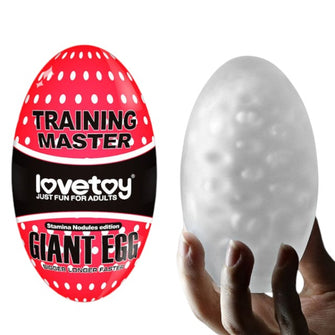 Masturbator manual LOVETOY Training Master Stamina Nodules, din TPE transparent, în formă de ou, lungime 13 cm (roșu)