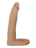 Inel pentru penis cu dildo LOVETOY Ultra Soft Double, pentru dublă penetrare, lungime 17.8 cm, culoarea pielii