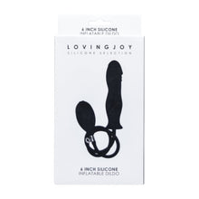 Dildo gonflabil LOVING JOY 6” Silicone Inflatable Dildo, cu pompă pentru umflare, din silicon cu striații, lungime 15 cm, negru