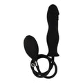 Dildo gonflabil LOVING JOY 6” Silicone Inflatable Dildo, cu pompă pentru umflare, din silicon cu striații, lungime 15 cm, negru