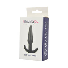 Plug anal LOVING JOY Butt Plug Black, bază în formă de semilună, lungime 11 cm, diametru 2.9 cm, culoare negru