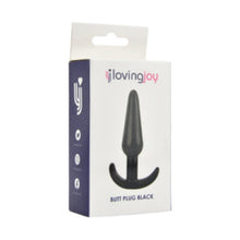 Plug anal LOVING JOY Butt Plug Black, bază în formă de semilună, lungime 11 cm, diametru 2.9 cm, culoare negru