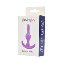 Plug anal LOVING JOY Butt Plug Purple, bază în formă de semilună, lungime 9 cm, diametru 2.4 cm, culoare mov