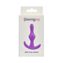 Plug anal LOVING JOY Butt Plug Purple, bază în formă de semilună, lungime 9 cm, diametru 2.4 cm, culoare mov