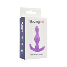 Plug anal LOVING JOY Butt Plug Purple, bază în formă de semilună, lungime 9 cm, diametru 2.4 cm, culoare mov