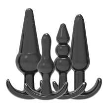 Set Plug Anal LovingJoy - Training, material moale si flexibil, negru, 12.75 cm, 11 cm, 9.5 cm, 9 cm