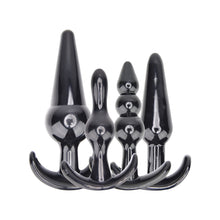 Set Plug Anal LovingJoy - Training, material moale si flexibil, negru, 12.75 cm, 11 cm, 9.5 cm, 9 cm