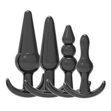 Set Plug Anal LovingJoy - Training, material moale si flexibil, negru, 12.75 cm, 11 cm, 9.5 cm, 9 cm