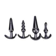 Set Plug Anal LovingJoy - Training, material moale si flexibil, negru, 12.75 cm, 11 cm, 9.5 cm, 9 cm