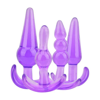 Set plug anal LOVING JOY - Training, material moale și flexibil, mov, 12.75 cm, 11 cm, 9.5 cm, 9 cm