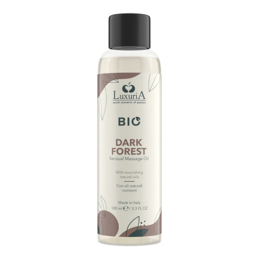 Ulei de masaj LUXURIA Bio Dark Forest, cu uleiuri naturale, fără parabeni, aromă floral și lemnoasă, 100 ml (maro)