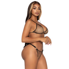 Lenjerie Set 2 piese din plasa, Leg Avenue, model 81615, negru, mărime universală