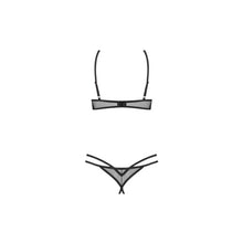 Lenjerie sexy 2 piese OBSESSIVE Euridia, cu decupaje, sutien fără cupe, chilot crotchless, negru, mărime XS/S