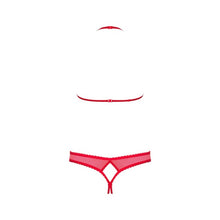 Lenjerie sexy 2 piese OBSESSIVE, cu decupaje, sutien și chilot crotchless, din dantela, roșu, mărime S/M