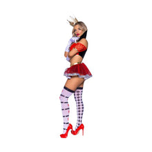 Lenjerie erotică 3 piese LEG AVENUE Hot Royal Queen, costum sexy regină pentru roleplay, top, chiloți cu portjartier, coroană, mărime L