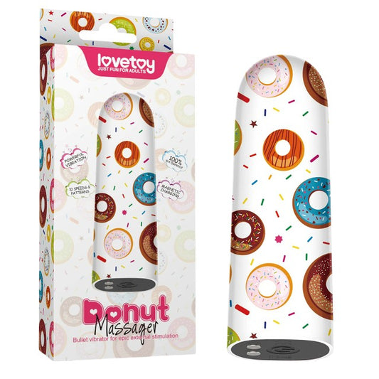 Vibrator tip Bullet LoveToy - Donut Massager, pentru stimularea clitorisului, 8.5 cm, alb