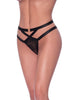 Chilot sexy tanga MAGIC SILK Cheeky Panty, cu bretele și model geometric, culoare negru, mărime L/XL, model P406