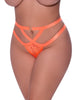 Chilot sexy tanga MAGIC SILK Cheeky Panty 2X, cu bretele și model geometric, culoare portocaliu, mărime 2XL, P406