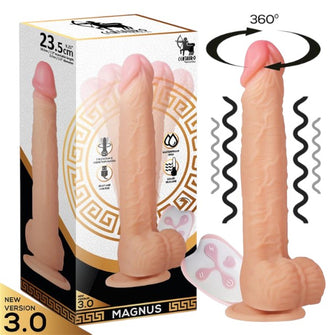 Vibrator realist CENTAURO Magnus 3.0, control prin telecomandă, 7 funcții de vibrație și rotație 360º, rezistent la apă, 23.5 cm