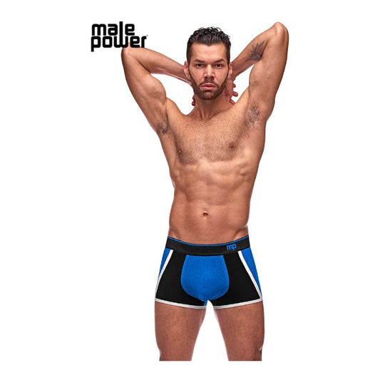 Chilot sexy bărbați MALE POWER Retro Sport, din bumbac, design cu dungi subțiri albe, mărime L, negru cu albastru