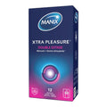 Prezervative MANIX Xtra Pleasure - Double Extase, din latex, texturate și lubrifiate, diametru 52 mm, aromă de vanilie, 12 buc
