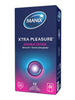 Prezervative MANIX Xtra Pleasure - Double Extase, din latex, texturate și lubrifiate, diametru 52 mm, aromă de vanilie, 12 buc