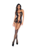 Lenjerie bodystocking MAPALE Bow Fishnet, din dantelă, cu decupaje și fundițe roșii, culoare negru, mărime universală (1114)