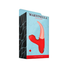 Vibrator dublu în formă de limbă MARTINELLA Crazy Tongue, cu 10 funcții de vibrație, cu stimulator clitoris cu 10 funcții de pulsații, roșu