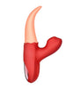 Vibrator dublu în formă de limbă MARTINELLA Crazy Tongue, cu 10 funcții de vibrație, cu stimulator clitoris cu 10 funcții de pulsații, roșu