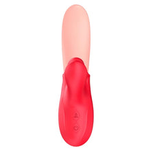 Vibrator dublu în formă de limbă MARTINELLA Crazy Tongue, cu 10 funcții de vibrație, cu stimulator clitoris cu 10 funcții de pulsații, roșu