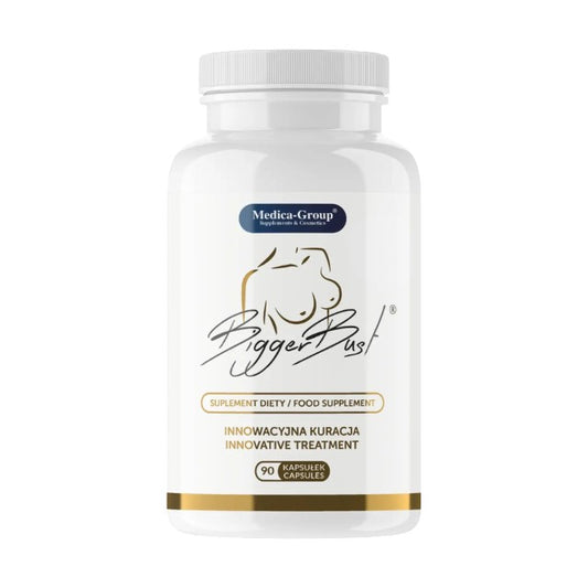 Capsule MEDICA-GROUP Bigger Bust, pentru mărirea și fermitatea sânilor, cu extract de trifoi roșu, 90 bucăți