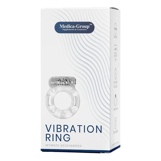 Inel vibrator pentru penis MEDICA-GROUP Vibration Ring, din TPR flexibil, rezistent la apă, transparent