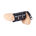 Ham pentru penis MEN’S EXPERT Cock Strap with Sheath, ajustabil, pentru jocuri erotice BDSM, negru cu argintiu