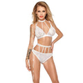 Lenjerie sexy 2 piese ME SEDUCE Dotty White, design cu bretele subțiri și ținte decorative aurii, culoare alb, mărime S/M