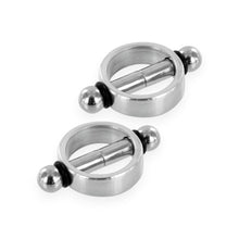 Cleme magnetice pentru sfârcuri METAL HARD Magnetic Nipple Clamps, din oțel inoxidabil, culoare argintiu și negru, 2 buc