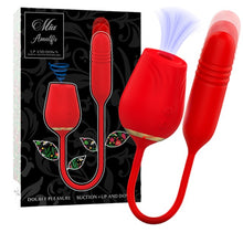 Vibrator MIA Double Pleasure Suction +Up and Down, in forma de trandafir, cu functii de aspirare clitoridiana si miscari sus-jos