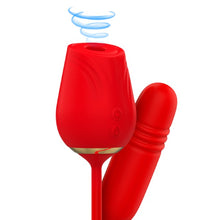 Vibrator MIA Double Pleasure Suction +Up and Down, in forma de trandafir, cu functii de aspirare clitoridiana si miscari sus-jos