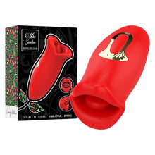 Stimulator clitoris MIA SICILIA Double Pleasure, cu funcție de vibrație și mușcătură, în formă de trandafir, roșu