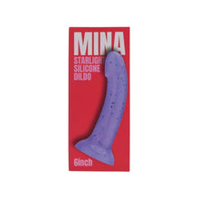 Dildo LovingJoy MINA STARLIGHT Silicone Dildo, bază cu ventuză pentru fixare, lungime inserabilă 15 cm, mov cu stelute