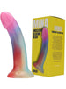 Dildo LovingJoy MINA IRIDESCENT Silicone Dildo, bază cu ventuză pentru fixare, lungime inserabilă 15 cm, multicolor