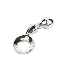 Plug anal MR. STEEL Drang Fun Plug, cu inel pentru extracție, din oțel inoxidabil, lungime 13 cm, argintiu
