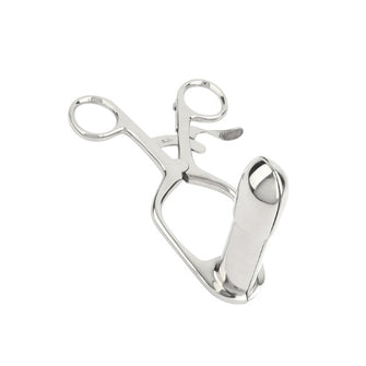 Plug anal MR. STEEL Rectal Speculum Small, în formă de specul, din oțel inoxidabil, lungime 15 cm (mic), argintiu