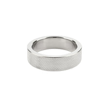 Inel pentru penis MR. STEEL CrissCross C-Ring, cu design geometric, din oțel inoxidabil, diametru 4.5 cm (mic), argintiu